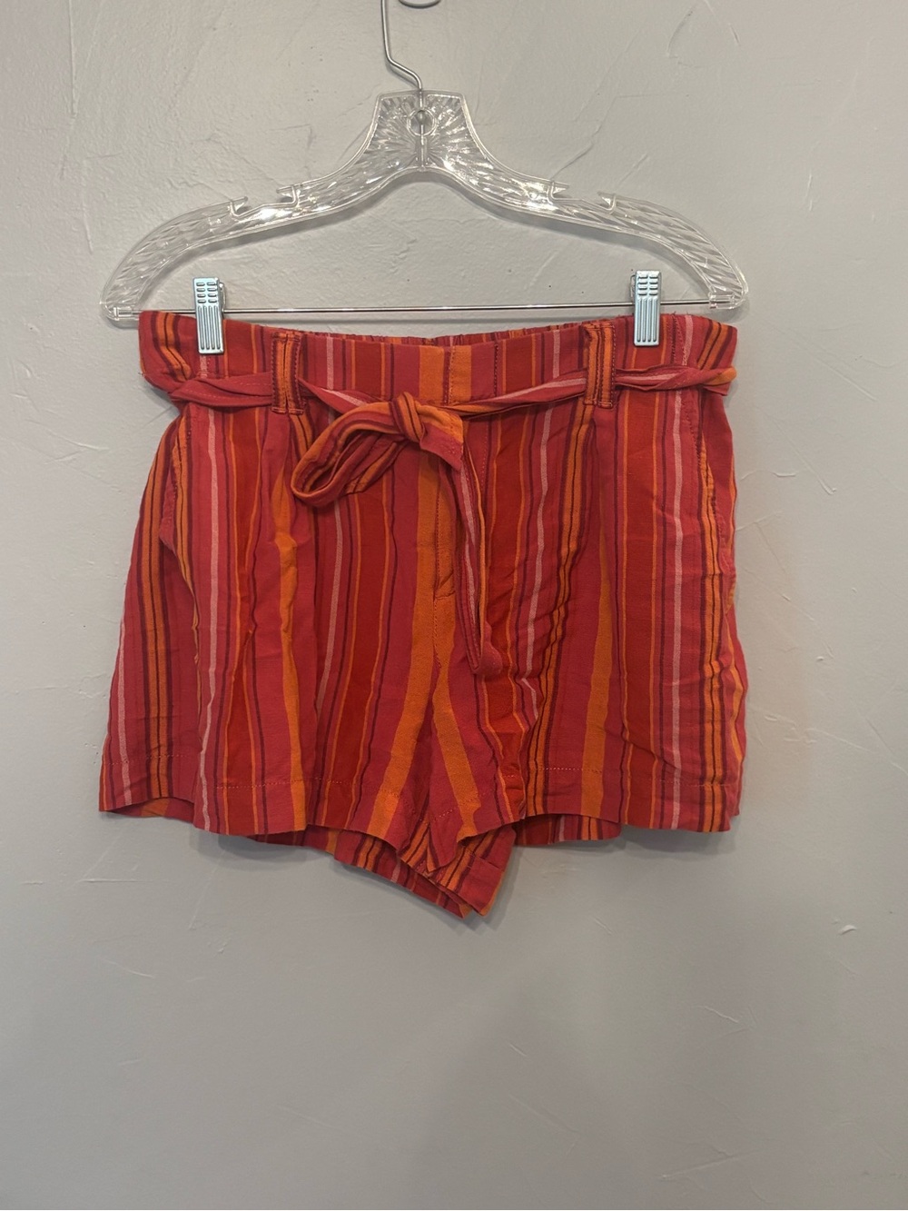 LOFT Striped Paperbag Waist Shorts - Red & Orange